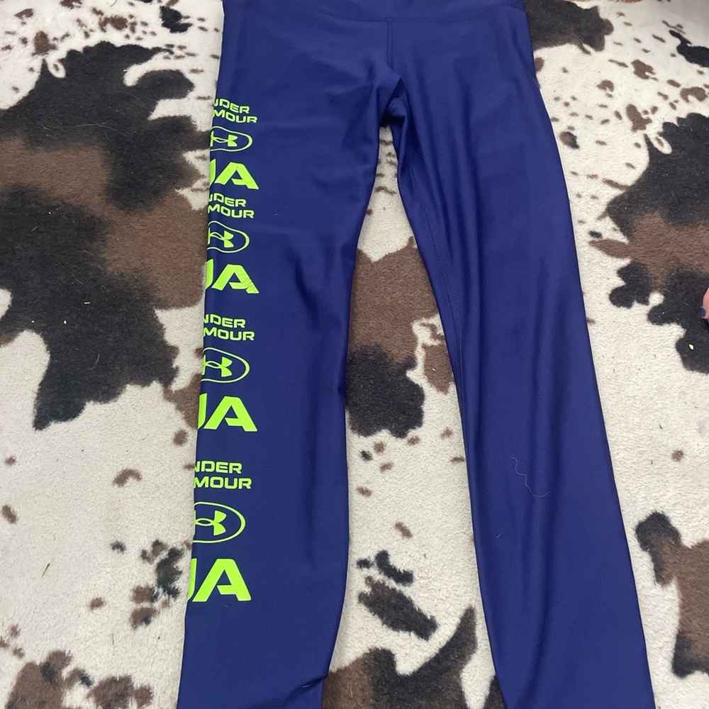 Under Armour Kids' Navy and Neon Green Leggings